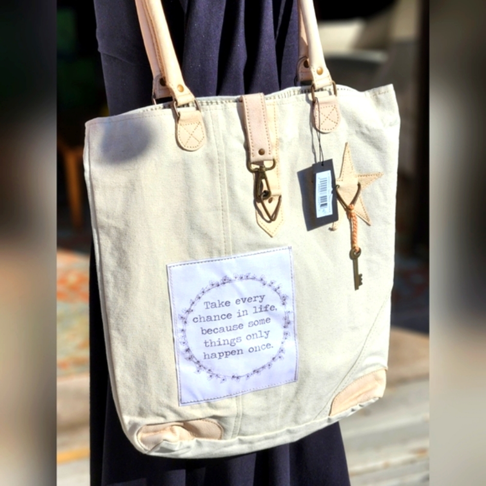 Take Every Chance Totebag - One-of-a-kind Bag made from recycled materials - Picture 2 of 15